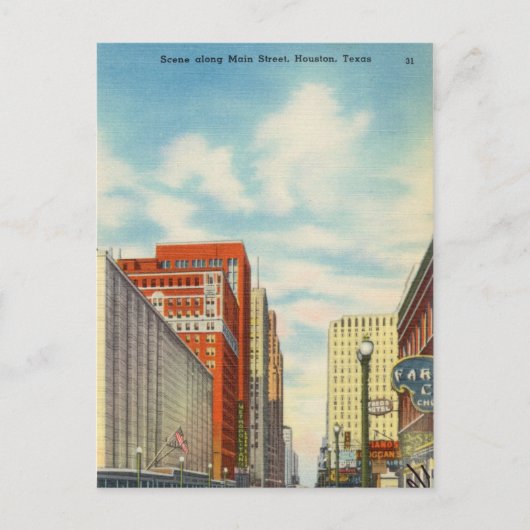 メイン通り、テキサス州、ヒューストン ポストカード (正面)