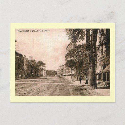 メイン通り、ノーサンプトン、マサチューセッツ州ヴィンテージ ポストカード (正面)