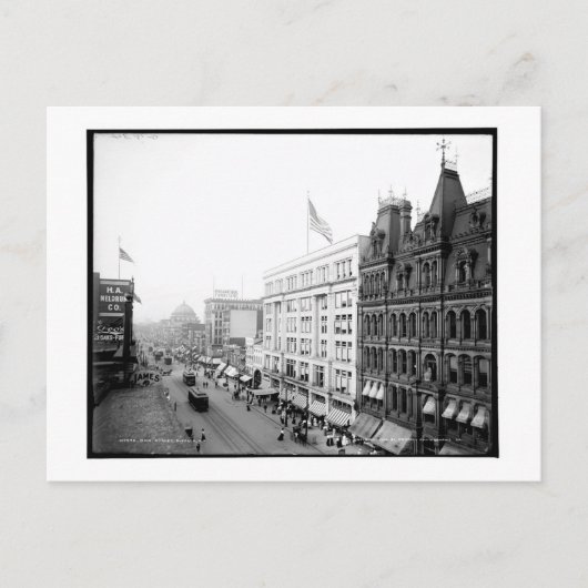 メイン通り、バッファロー、ニューヨークヴィンテージ ポストカード (正面)