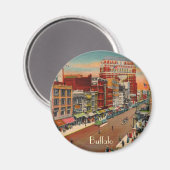 メイン通り – バッファロー， NYヴィンテージマグネット マグネット (正面/裏面)