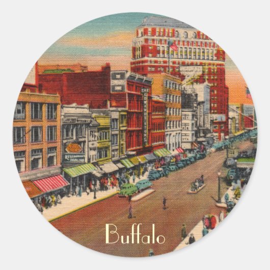 メイン通り- Buffalo, NYヴィンテージシール ラウンドシール (正面)