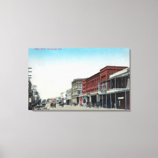 メイン通りSceneWoodland、CA キャンバスプリント (正面)