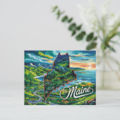 メイン鮮やかマップアート ポストカード (スタンド正面)