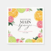 メイン スクイーズ シトラス フローラル ブライダル シャワー スタンダードカクテルナプキン (正面)