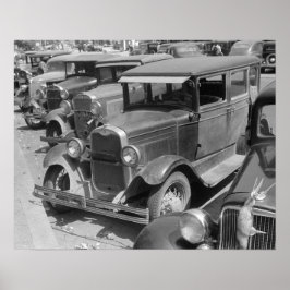 メイン・ストリートの自動車たち 1941年 復刻写真 ポスター