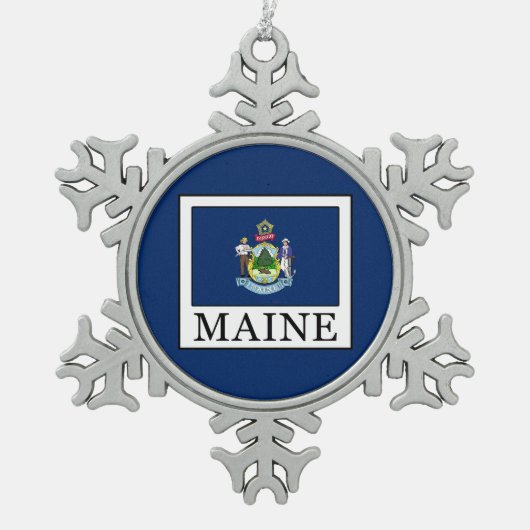 メイン スノーフレークピューターオーナメント (正面)