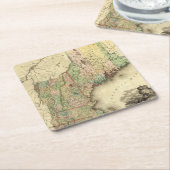 メイン、ニューハンプシャー、ヴァーモント、マサチューセッツ スクエアペーパーコースター (アングル)