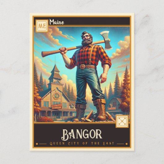 メイン・バンゴール |ヴィンテージ ポストカード (正面)