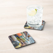 メイン、バー港。カラフルロブスタートラップブイ コースター (右側)