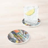 メイン、バー港。カラフルロブスタートラップブイ コースター (側面)