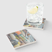 メイン、バー港。カラフルロブスタートラップブイ ストーンコースター (横)