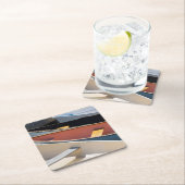 メイン、ロックランド。ロックカラフルランドのボート スクエアペーパーコースター (インサイチュ)