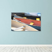 メイン、ロックランド。ロックラカラフルンドのボート キャンバスプリント (インサイチュ (ウッドフロア))