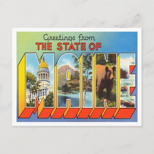 メイン・ヴィンテージ・トラベル州の挨拶 ポストカード (正面)