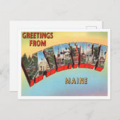 メイン・ヴィンテージ・トラベル、ウォータービルからの挨拶 ポストカード (正面/裏面)