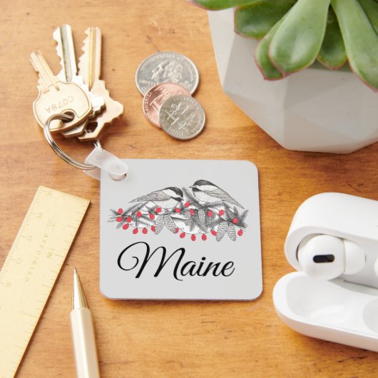 メイン《鳥》アメリカゴガラバードウィンタークリスマスホリデーススノー キーホルダー (デスク)