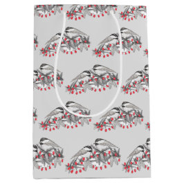 メイン《鳥》アメリカゴガラバードウィンタークリスマスホリデーススノー ミディアムペーパーバッグ