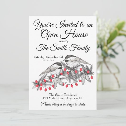 メイン《鳥》アメリカゴガラバードウィンタークリスマスホリデーススノー 招待状 (スタンド正面)