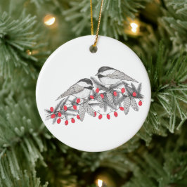 メイン《鳥》アメリカゴガラバードペンとインククリスマスホリデー セラミックオーナメント