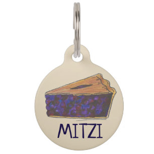 メインBlueberry Blue Berry Pieスライスデザートフード ペット　ネームタグ