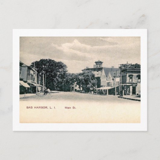 メインSt.、サグハーバー、ロングアイランド、NYヴィンテージ ポストカード (正面)