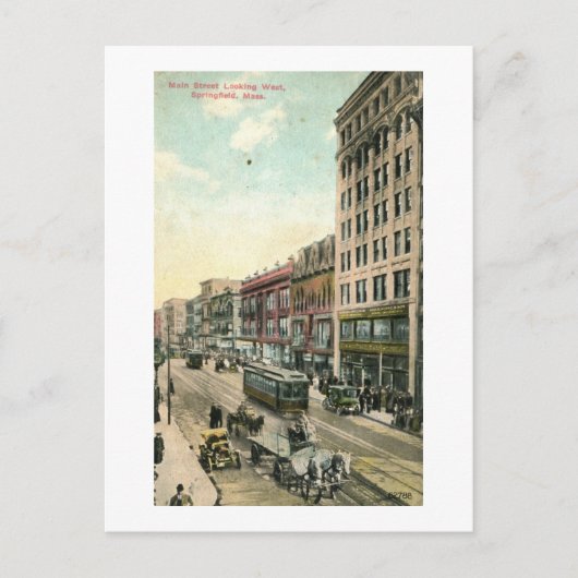 メインSt、スプリングフィールド、マス。1910ヴィンテージ ポストカード (正面)