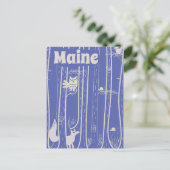 メインUSAウッドランドヴィンテージ旅行ポスター ポストカード (スタンド正面)