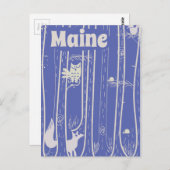 メインUSAウッドランドヴィンテージ旅行ポスター ポストカード (正面/裏面)