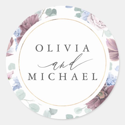 メイヴとダスティブルーのフローラ結婚のシール ラウンドシール (正面)
