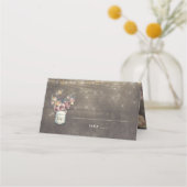 メイヴと金ゴールドフローラメイスン素朴ジャー結婚ズ プレイスカード (正面)