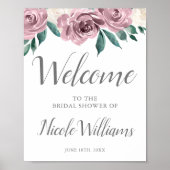 メイヴウォーター色バラフローラブライダルシャワー歓迎 ポスター (正面)
