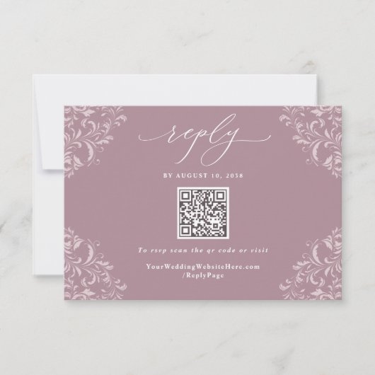 メイヴエレガントダスティバラヴィンテージウェディングQRコード 出欠カード (正面)