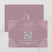 メイヴエレガントダスティバラヴィンテージウェディングQRコード 出欠カード (正面/裏面)