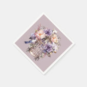 メイヴファイナリーパープルピンクブルーバードケージシャワー スタンダードカクテルナプキン (角)