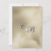 メイヴブルー金ゴールドグリッタードリップラグジュアリーサンキューバードル 招待状 (裏面)