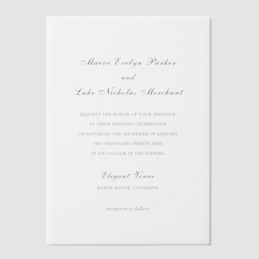 メイヴ伝統的結婚式招待状 ベラム紙招待状 (正面)