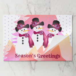 メイヴ水玉模様と雪だるま紙ランチョンマット ペーパーパッド