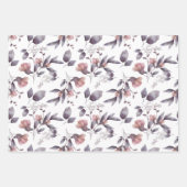 メイヴ、ほこりっぽい紫、赤面ピンクの花葉の花 ラッピングペーパーシート (正面3)