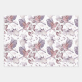 メイヴ、ほこりっぽい紫、赤面ピンクの花葉の花 ラッピングペーパーシート (正面2)