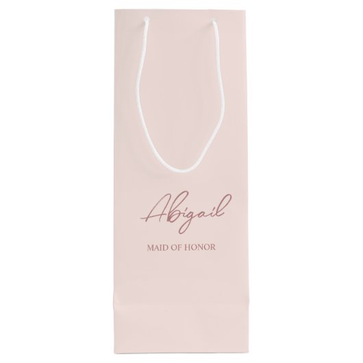 メイヴ&ピンクネームパーソナライズされたウェディングパーティー ワインギフトバッグ (裏面)