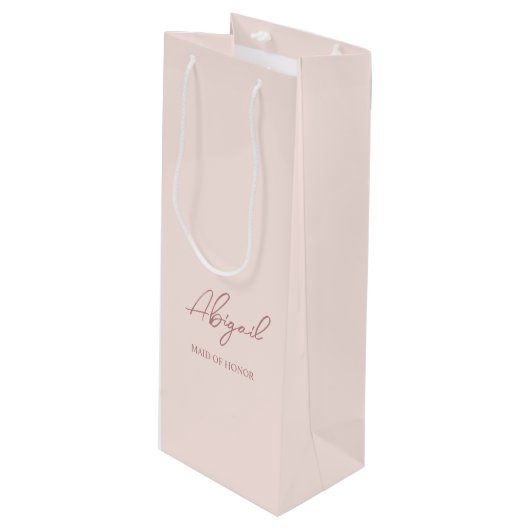メイヴ&ピンクネームパーソナライズされたウェディングパーティー ワインギフトバッグ (正面アングル)