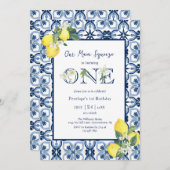 メイ地中海のンスクイズレモンベビーガールファースト 招待状 (正面/裏面)