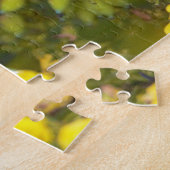 メイ岬ウォーブラーソングバードと開花マホニア ジグソーパズル (側面)