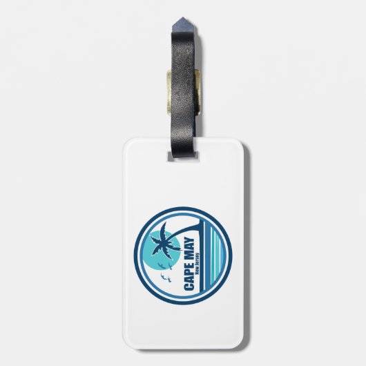 メイ岬ニュージャージーのヤシの木の鳥 ラゲッジタグ (裏面縦)