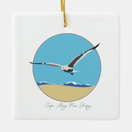 メイ岬、ニュージャージー海カモメビーチ セラミックオーナメント (正面)