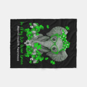 メイ我々衣服グリーンエレファントメンタルヘルス認識度 フリースブランケット (正面(横))
