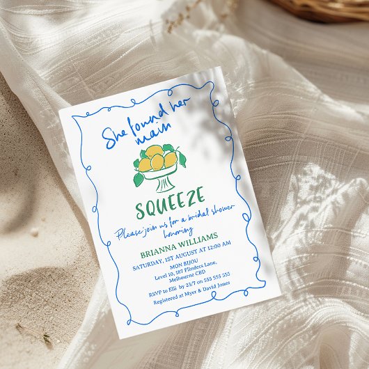メイ描ンお洒落スクイズレモンブライダルシャワー 招待状