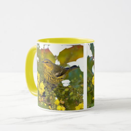 メイ素晴らしケープWarbler Songbird onマホニア マグカップ (正面左)