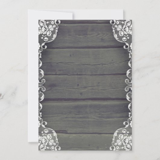 メイ素朴ソンの瓶が木とレースの火を付け結婚る 招待状 (裏面)