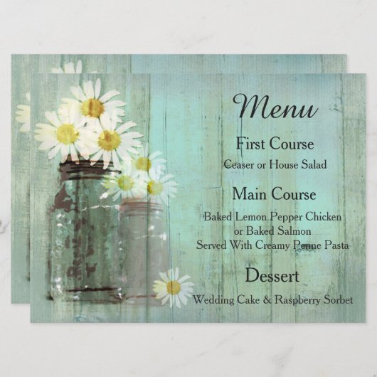 メイ素朴ソンの瓶とデイジーのメ結婚ニュー メニュー (正面/裏面)